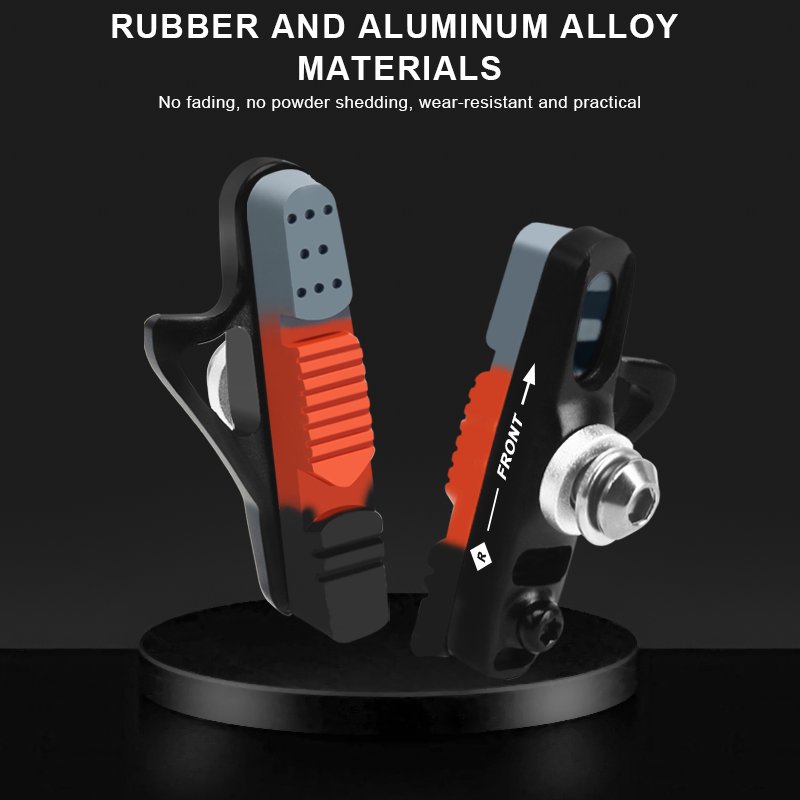 RIDERACE Road Bike Brake Pads CNC Aluminum Alloy Bicycle Braking V-Brake Holder Shoes Rubber Block Durable Cycling Accessories