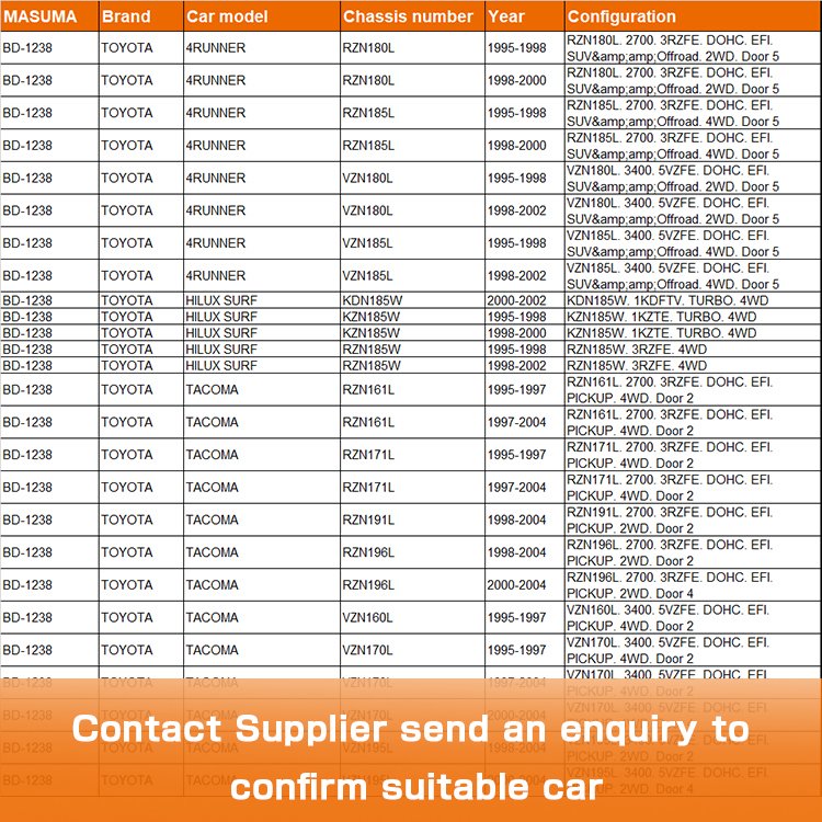 BD-1238 MASUMA Repair Auto Brake Discs 43512-35310 43512-04020 43512-35280 for TOYOTA 4RUNNER