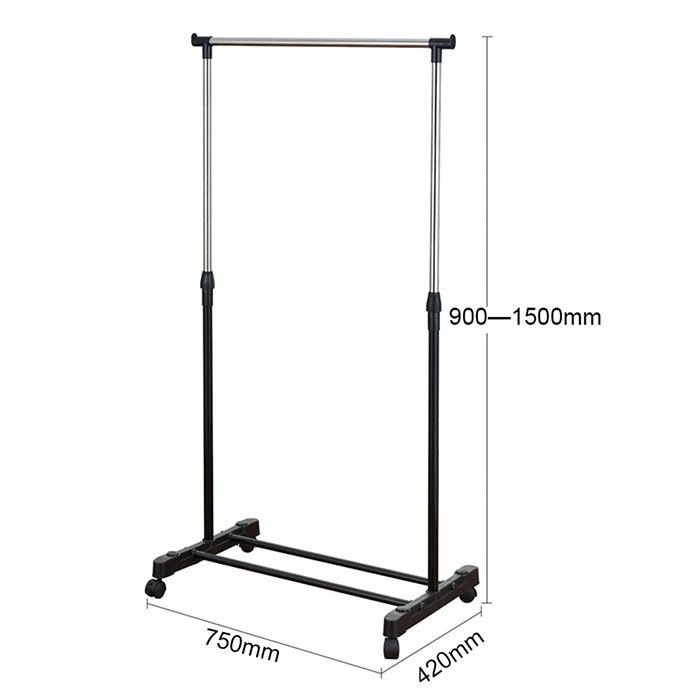 Single Clothes Rack Stainless Steel With Wheel Indoor and Outdoor