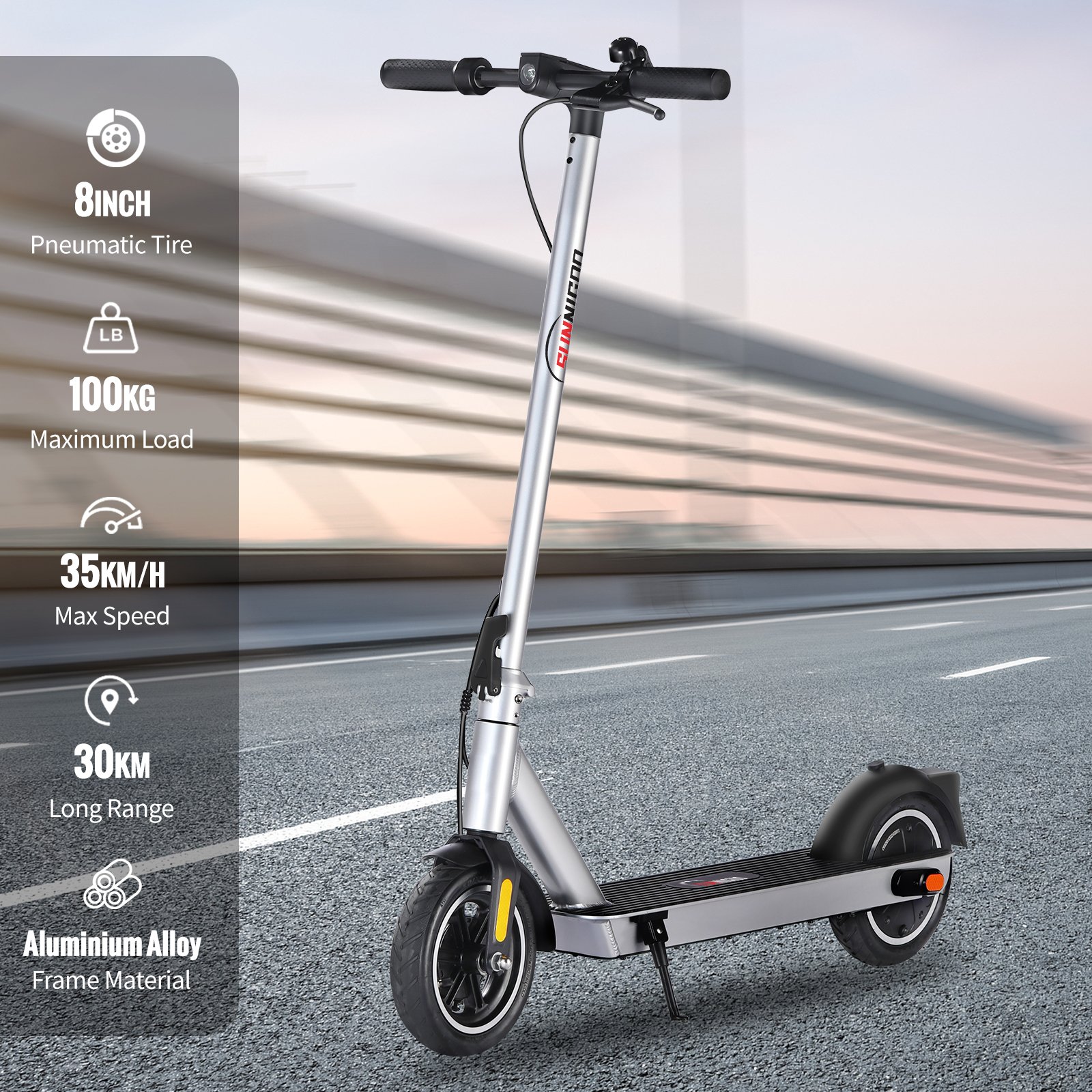 2024 New G15 350W Rear Motor Electric Scooter Unisex Adult Safe Riding 36V Front Drum Rear E-Brake Electronic Two-Wheel Scooter