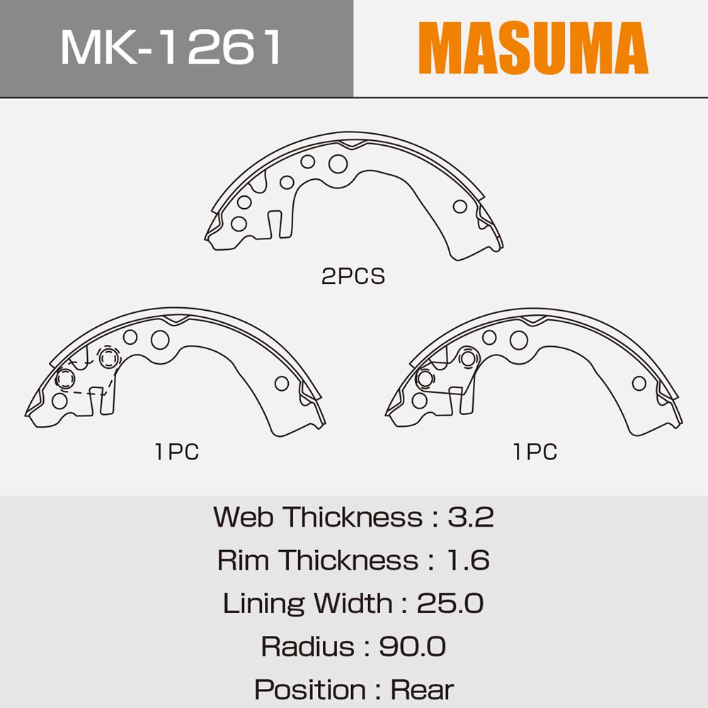 MK-1261 Japan MASUMA High Quality Brake Shoes Wholesale Brake Pads for Nissan 44060-AX026