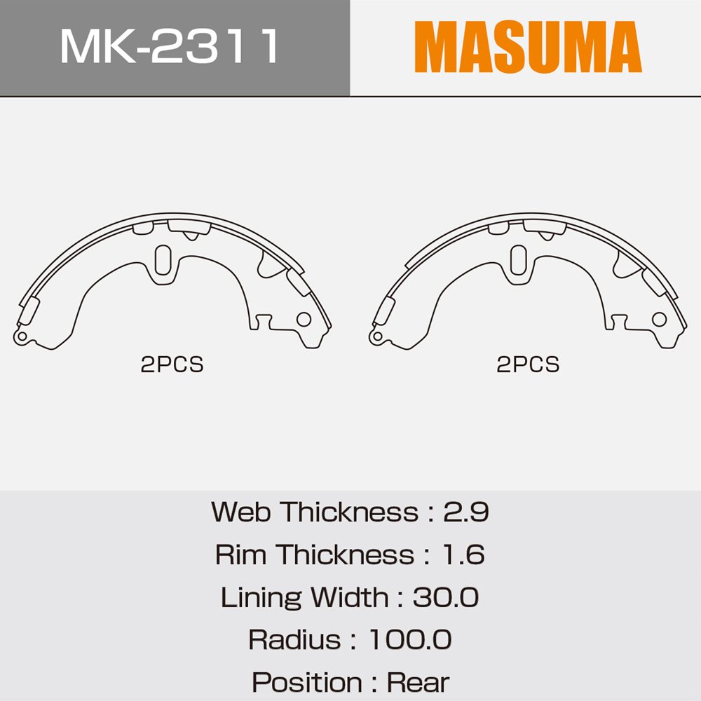 MK-2311 MASUMA Japanese Car Parts Brake Shoe Set Brake Shoes for Toyota 04495-01030 04495-12082