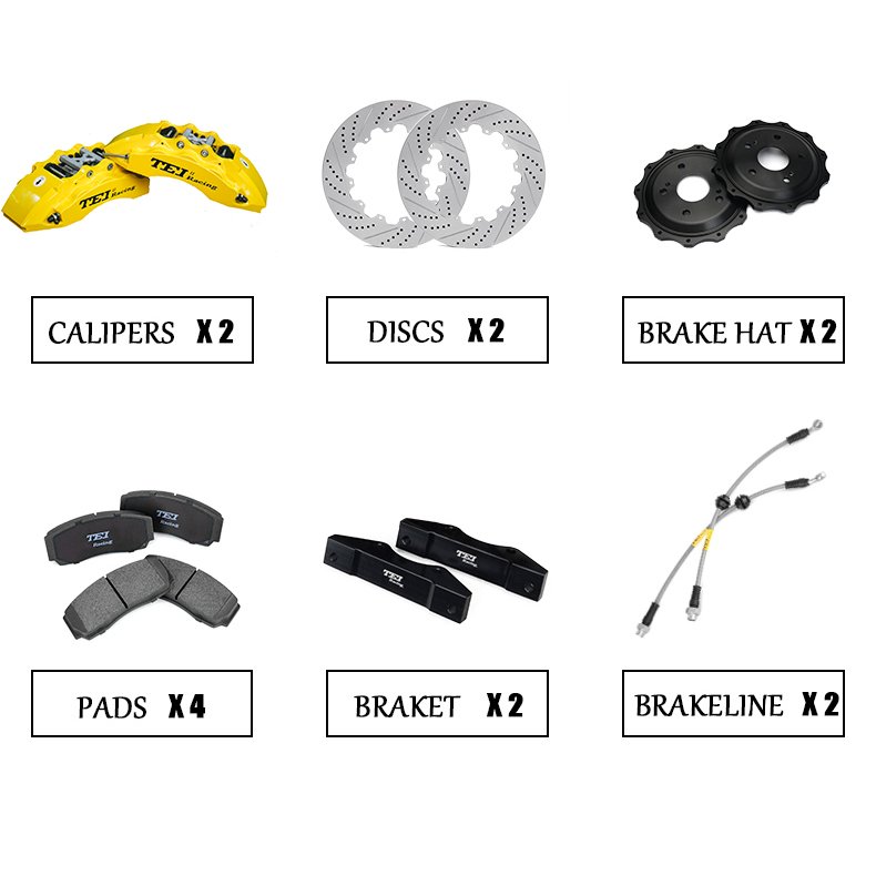 Front Big Brake Kit 6 Piston Caliper with 355*32 mm Rotor and Rear Upgrade Rotor BBK Auto Brake System for ACURA TLX 18 Inch Rim