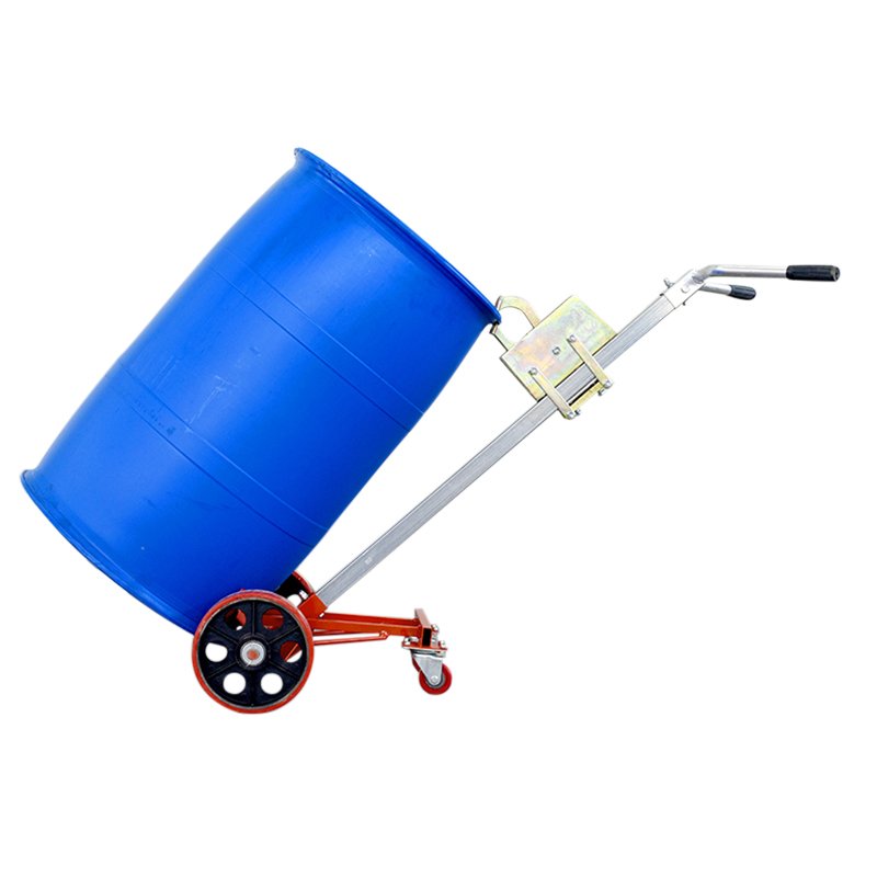 Oil Drum Trolley 400kg 450kg Mini Hand Push Oil Drum Handling Machine Tools with Nylon Wheel Manual Plastic Durm Trolley