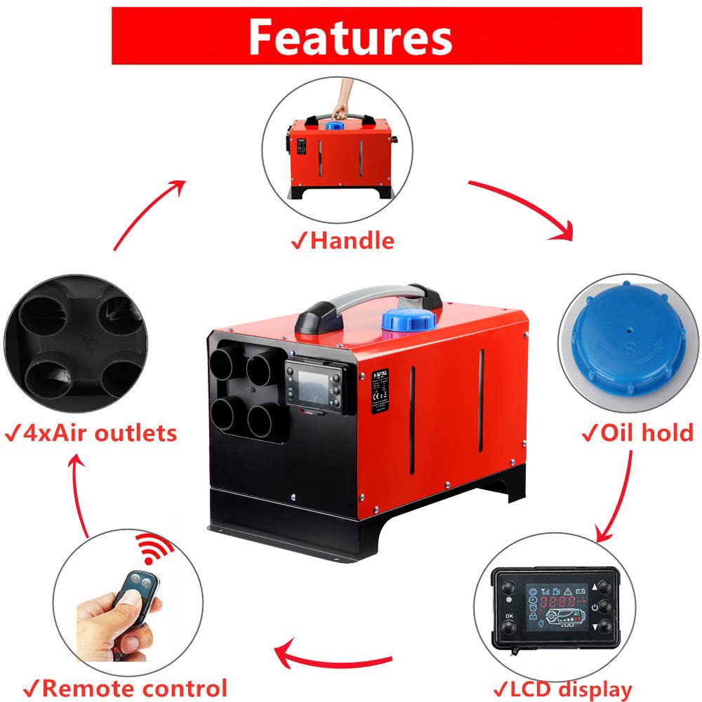 Bus Car 12V 5kW Parking Heater 24V 8kW Portable Diesel Air Heater for Camper RV Truck