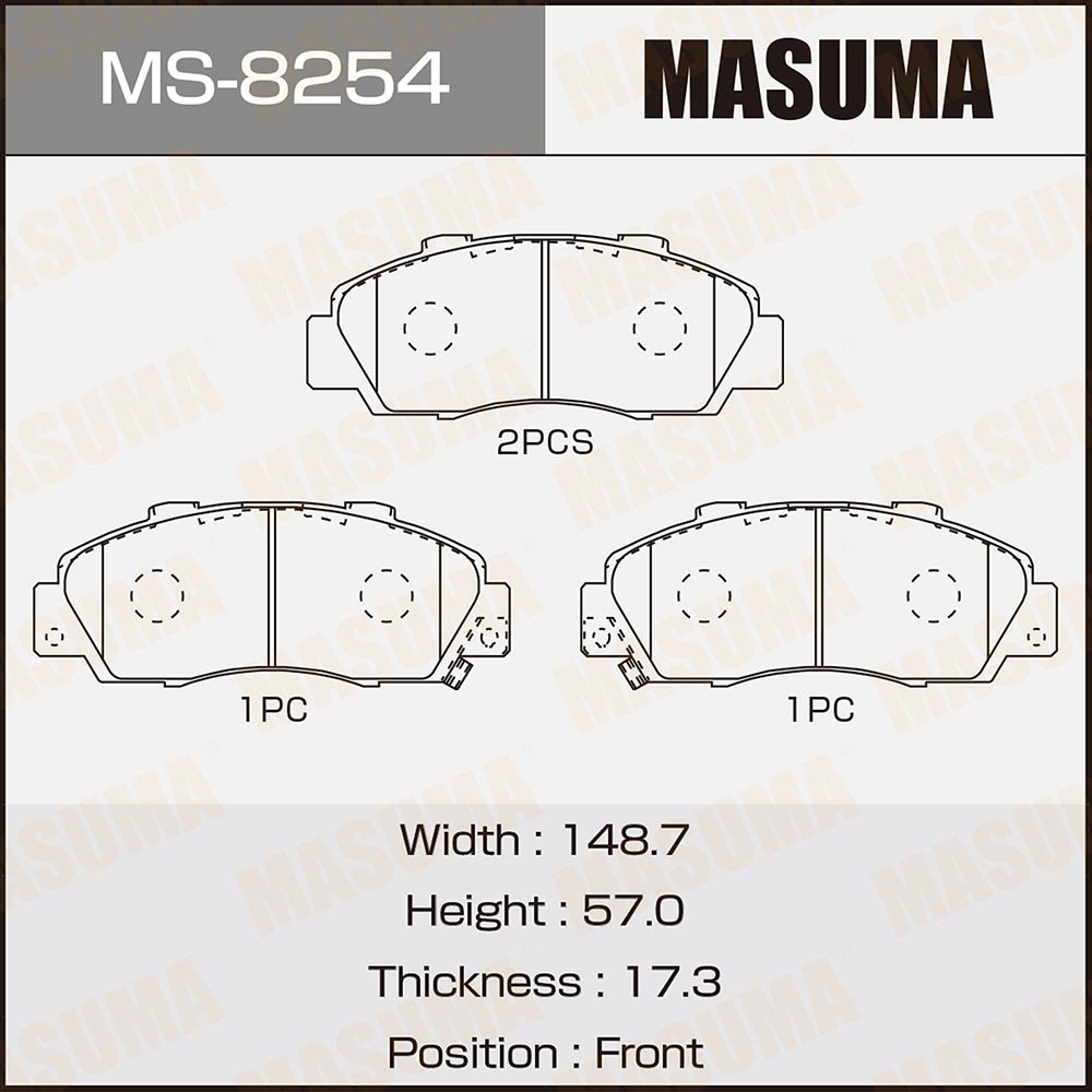 MASUMA MS-8254N Auto Parts and Accessories Front Ceramic Brake Pad Kit for Honda CR-V Accord Civic & Isuzu 06450-S0A-J00