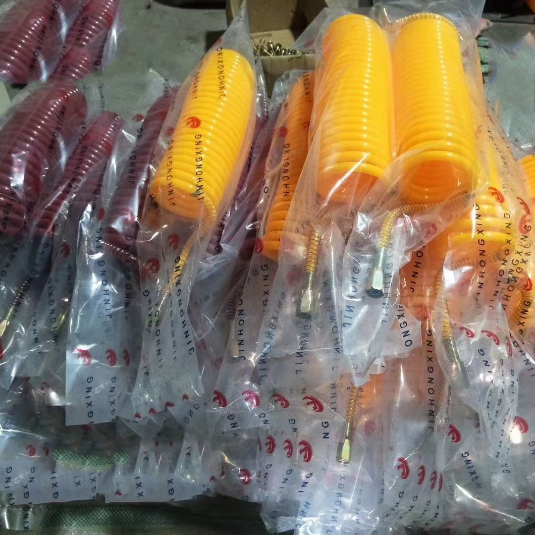Dot Reinforced PA Plastic Spiral Spring Tube Braided Air Brake Coil Hose for Semi Trailer Truck