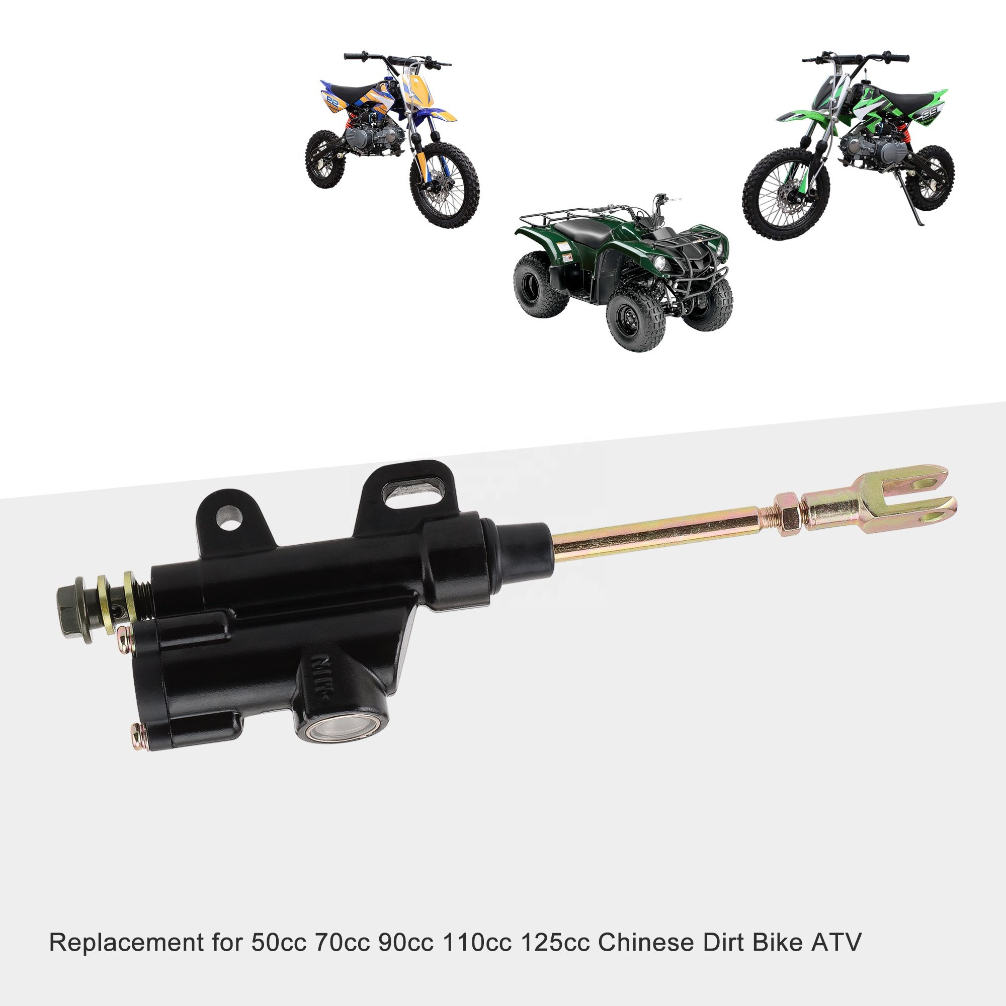 GOOFIT Universal Motorcycle Rear Brake Pump for Motocross Pit Bike Dirt Bike ATV Silver Hydraulic Master Cylinder Pump Black