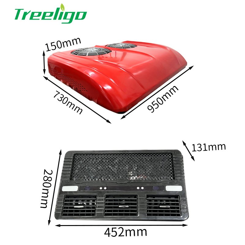 Universal 12v Ac Conditioner Double Fan Compressor Electric Parking 24v air Conditioning for Bus Truck Caravan