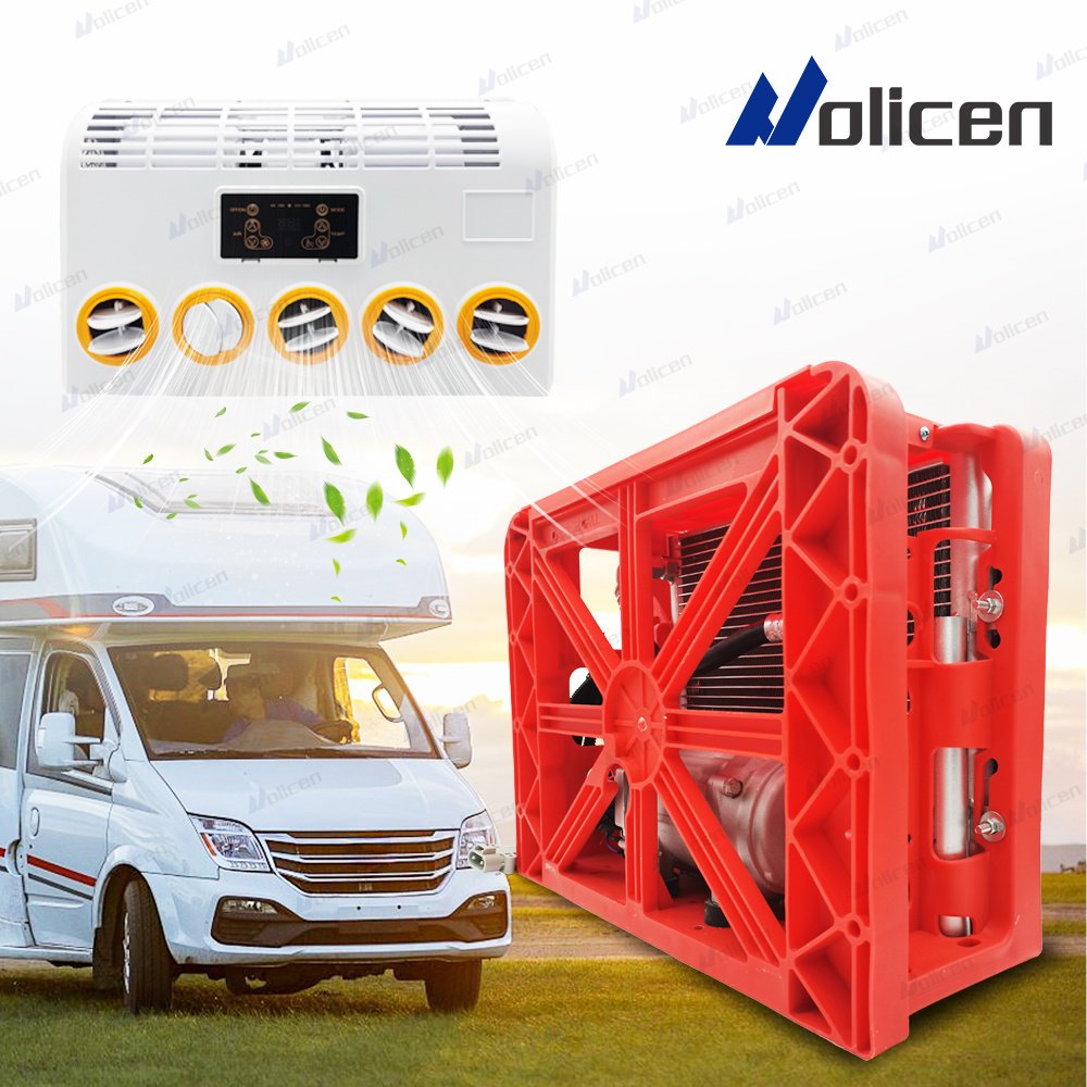 24v/12v Battery Powered Integrated Electric Truck Parking Cooler, Roof Mount 12v 24v Air Conditioner for Rv Campers Caravans