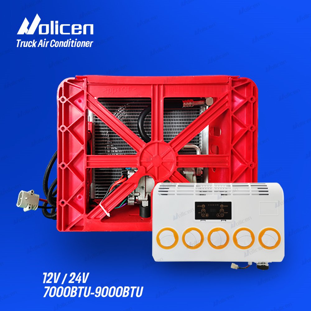 24v/12v Battery Powered Integrated Electric Truck Parking Cooler, Roof Mount 12v 24v Air Conditioner for Rv Campers Caravans