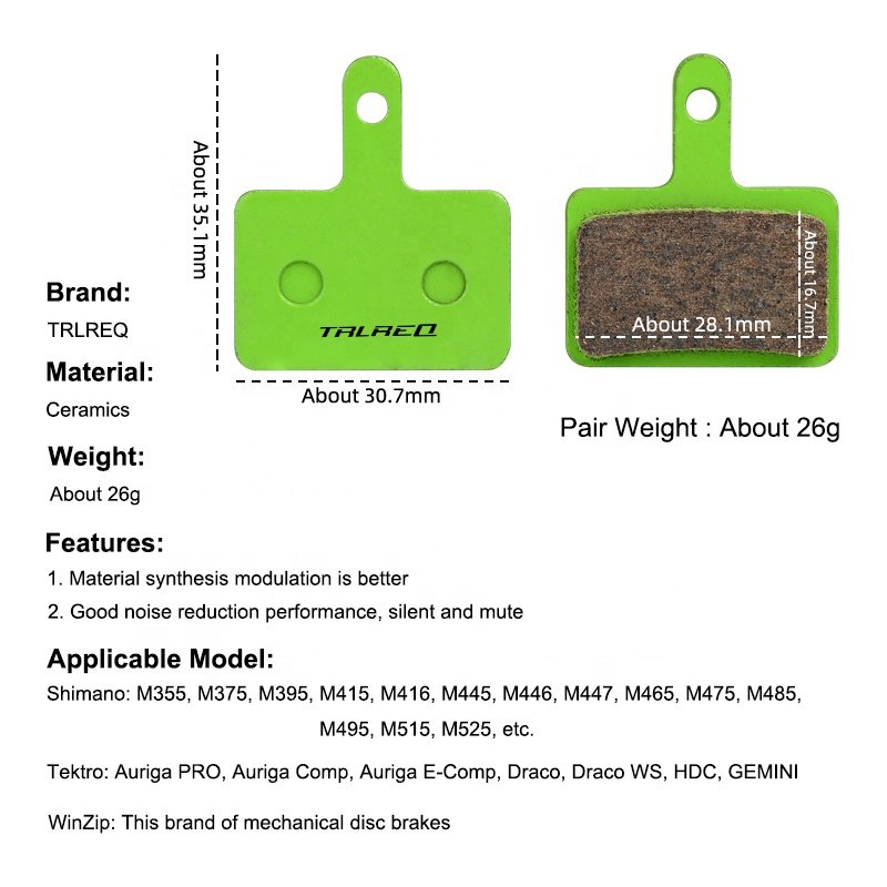 TRLREQ ZOYOSPORTS New Design Bicycle Pads Ceramics Good Noise Reduction Silent Brake Pads Quiet and No Abnormal Sound
