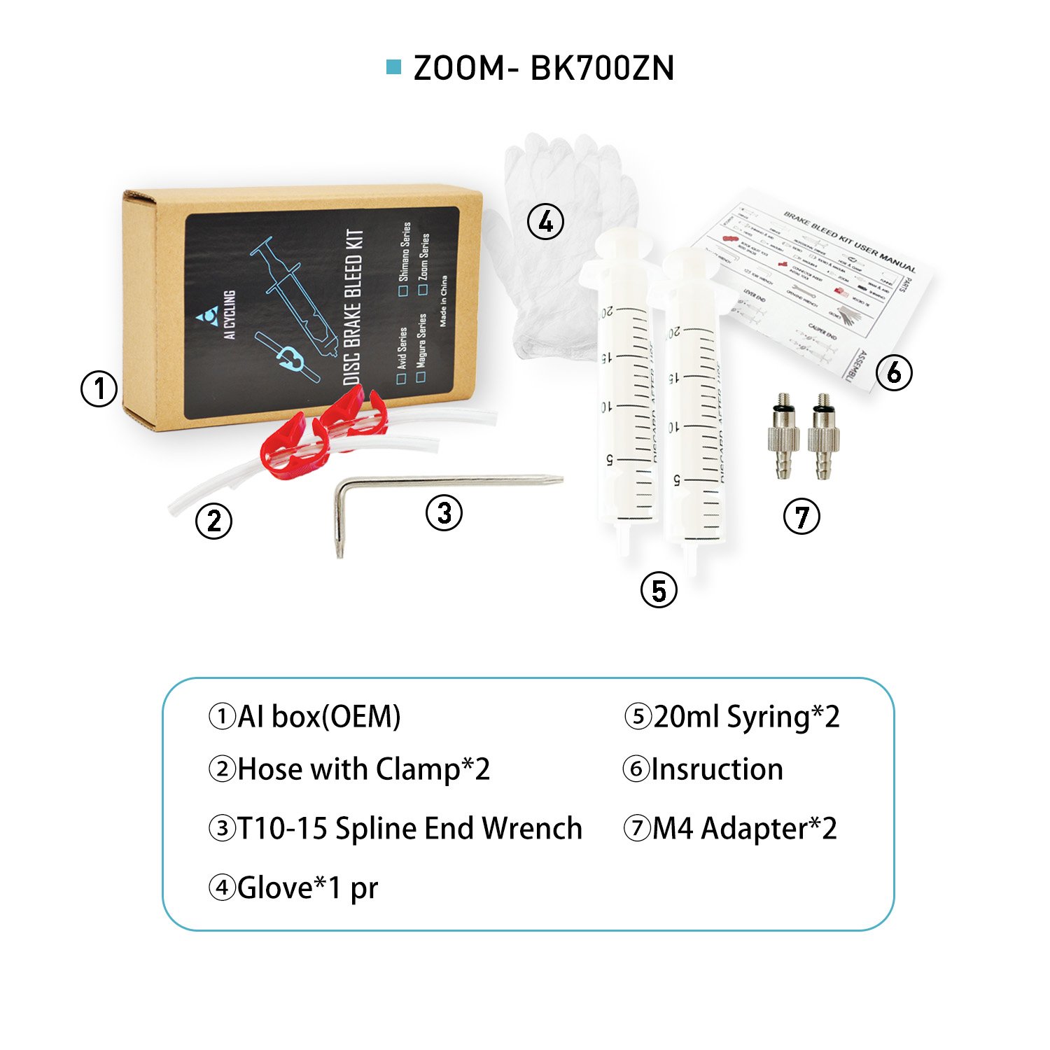 MTB Bike Hydraulic Disc Brake Oil Bleed Kit for Mineral Oil Zoom Hydraulic Brake System Fit for Zoom