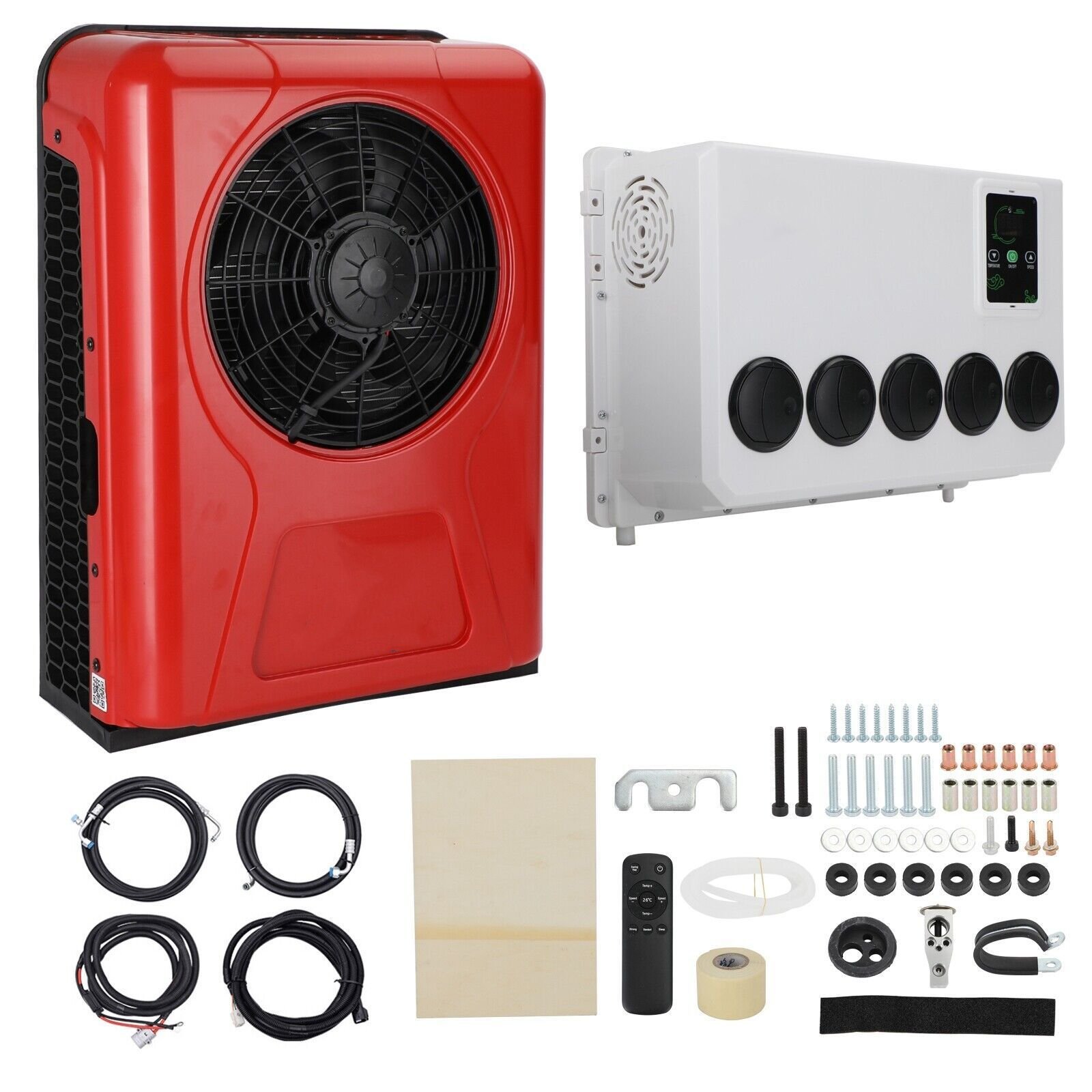 Okyrie Truck RV Excavator Van Farm Vehicle Split Type 12V 24V Volt DC Parking Air Conditioner Unit