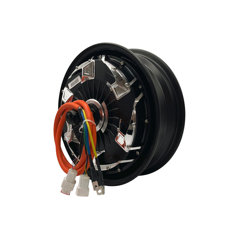 QSMOTOR 12 Inch V4 3000W 40H Dual Hall 48-96V Brushless DC Disc Brake Motor Suitable for Electric Motorcycles