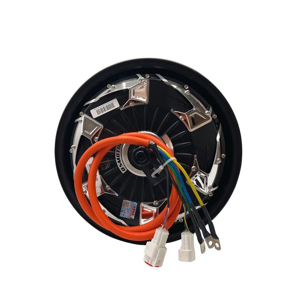 QSMOTOR 12 Inch V4 3000W 40H Dual Hall 48-96V Brushless DC Disc Brake Motor Suitable for Electric Motorcycles