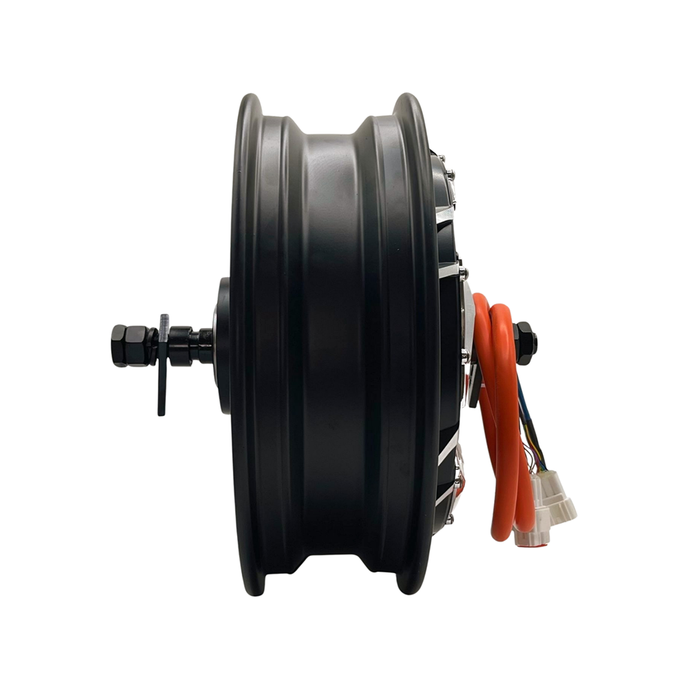 QSMOTOR 12 Inch V4 3000W 40H Dual Hall 48-96V Brushless DC Disc Brake Motor Suitable for Electric Motorcycles