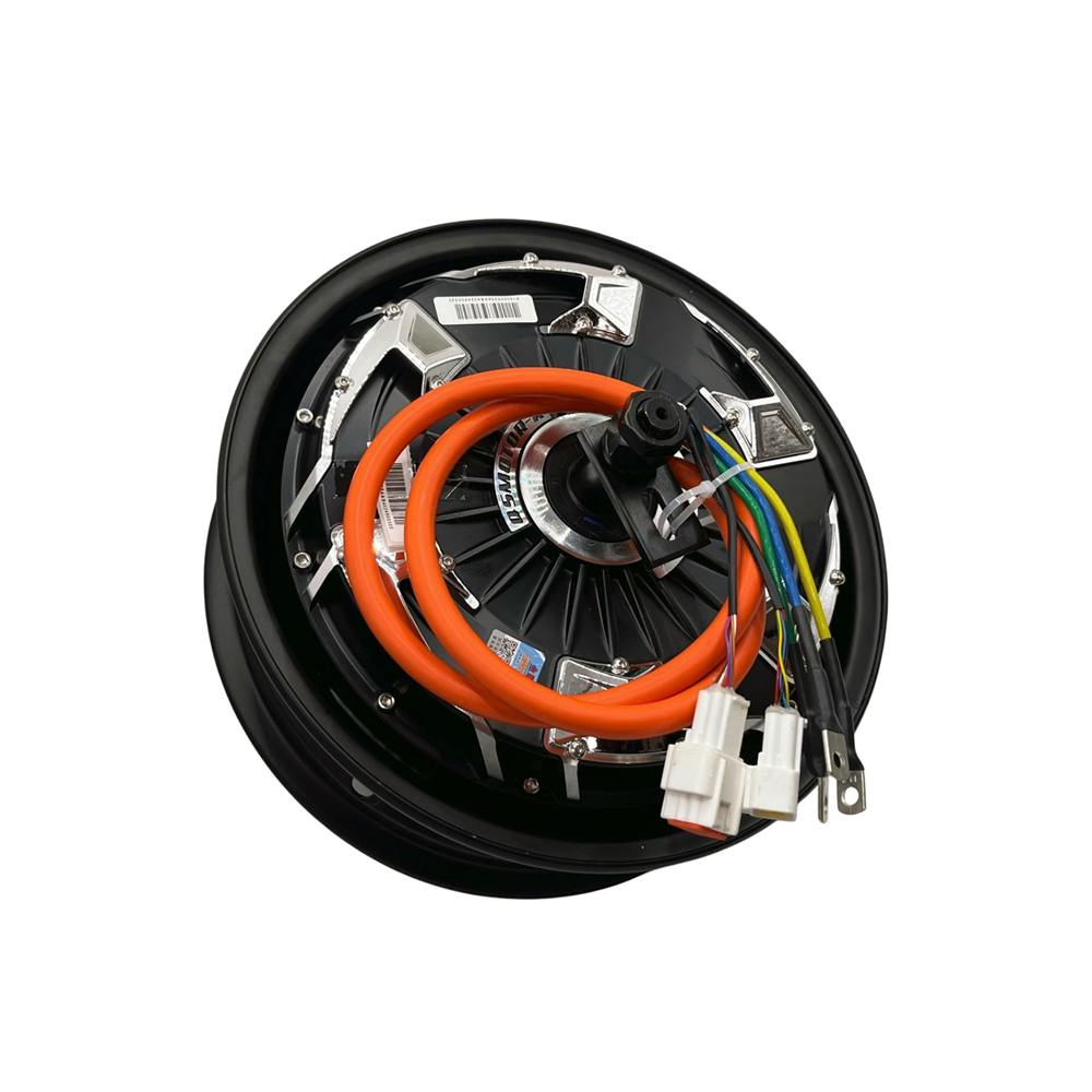 QSMOTOR 12 Inch V4 3000W 40H Dual Hall 48-96V Brushless DC Disc Brake Motor Suitable for Electric Motorcycles