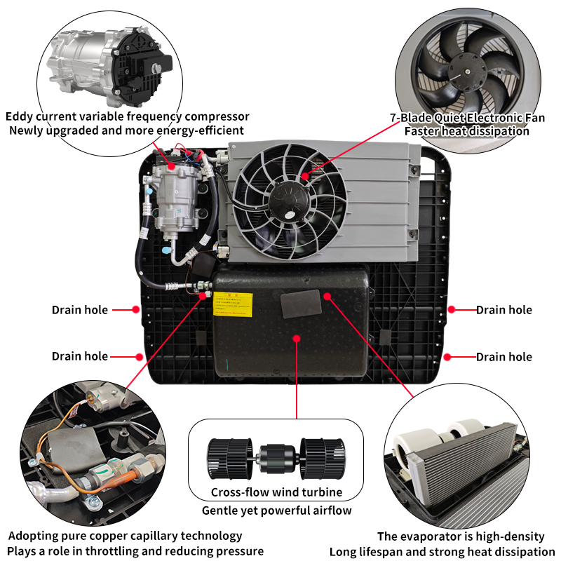 Electric 24V RV Van Rooftop Truck Sleeper AC Auto Parking Conditioner for Cars Air Conditioner for 12V Van and Truck