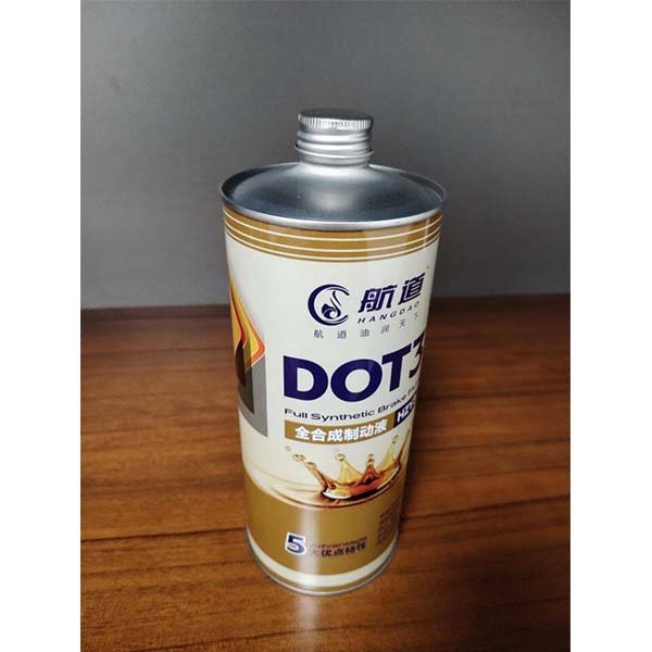 Cylinder Tin Container for Lubricant Oils 1L Round Metal Cans for Motor Oil Brake Fluid Oil DOT3