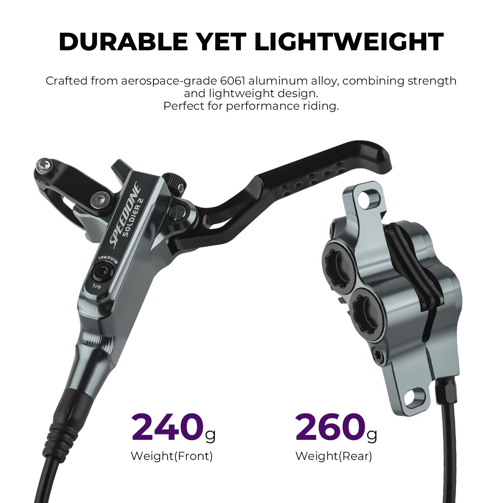 SPEEDONE 4 Piston Hydraulic Mountain Bike Brake Caliper 800/1550mm Front Rear Brake for BMX Cruisers MTB Oil Road Bicycles