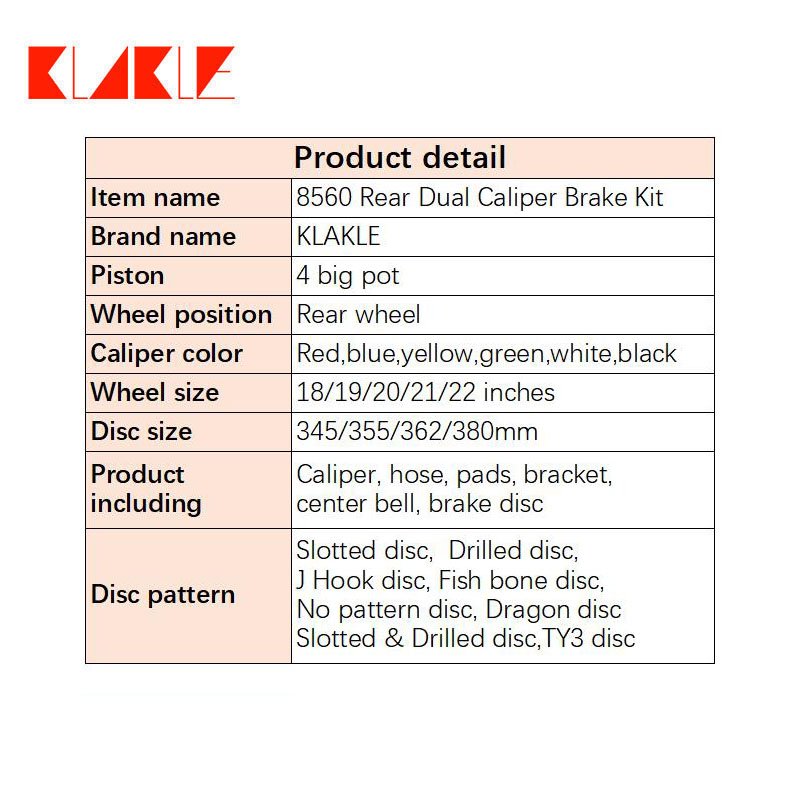KLAKLE Hydraulic Disc Brake Kits Front Dual Calipers Rear 4 Piston Caliper 8560 for Mazda RX8 CX5