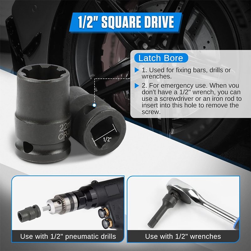 16-Piece 1/2\" Drive Impact Brake Caliper Socket Set Steel Brake Adjusting Tool for Audi Porsche VW BMW Ford Cars