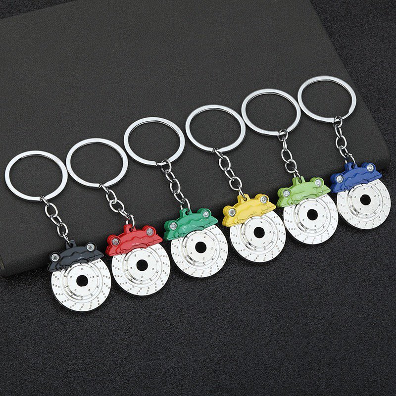 Spot Wholesale Car Caliper Disc Brake Model Keychain Brake Pads Metal Rotating Brake Disc Hub Pendant Key Ring