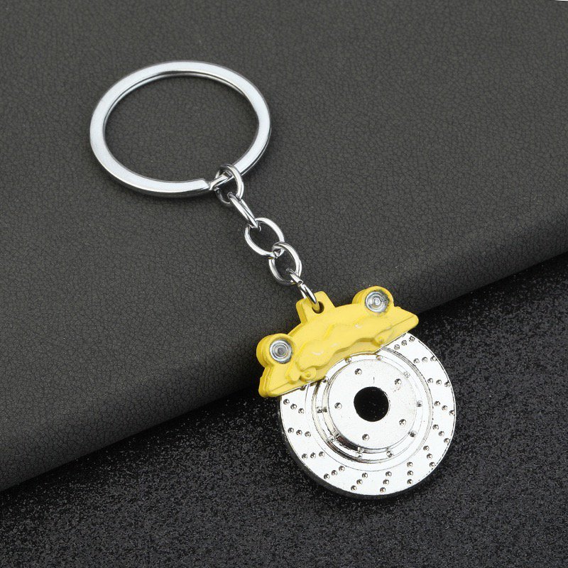 Spot Wholesale Car Caliper Disc Brake Model Keychain Brake Pads Metal Rotating Brake Disc Hub Pendant Key Ring