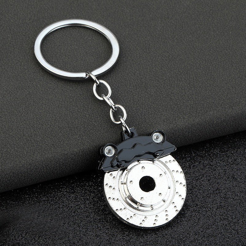 Spot Wholesale Car Caliper Disc Brake Model Keychain Brake Pads Metal Rotating Brake Disc Hub Pendant Key Ring