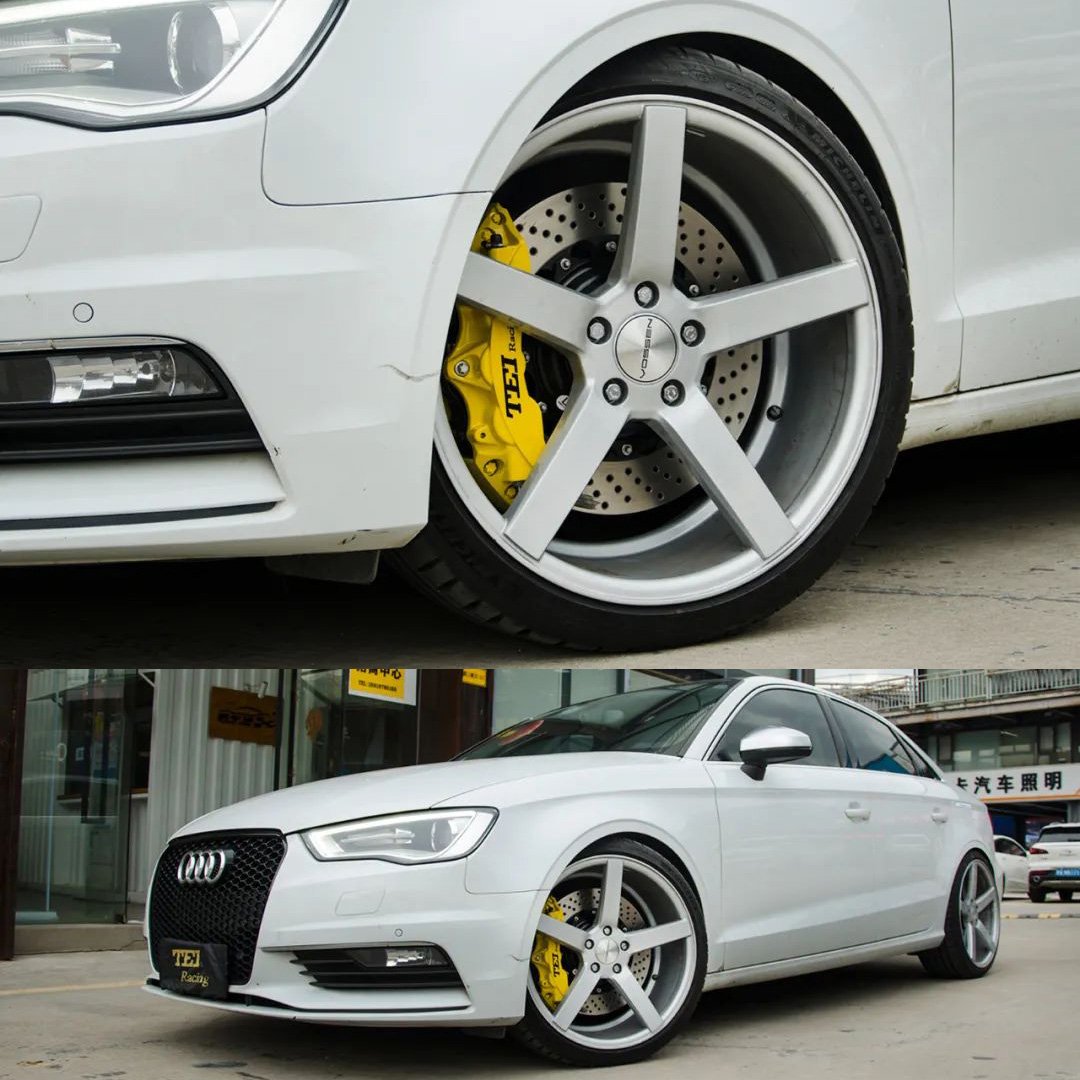 TEI Racing P40NS Front Big Brake Kit 6 Piston Caliper with 330*28 mm Rotor BBK Auto Brake System for Audi A3 17 Inch Car Rim