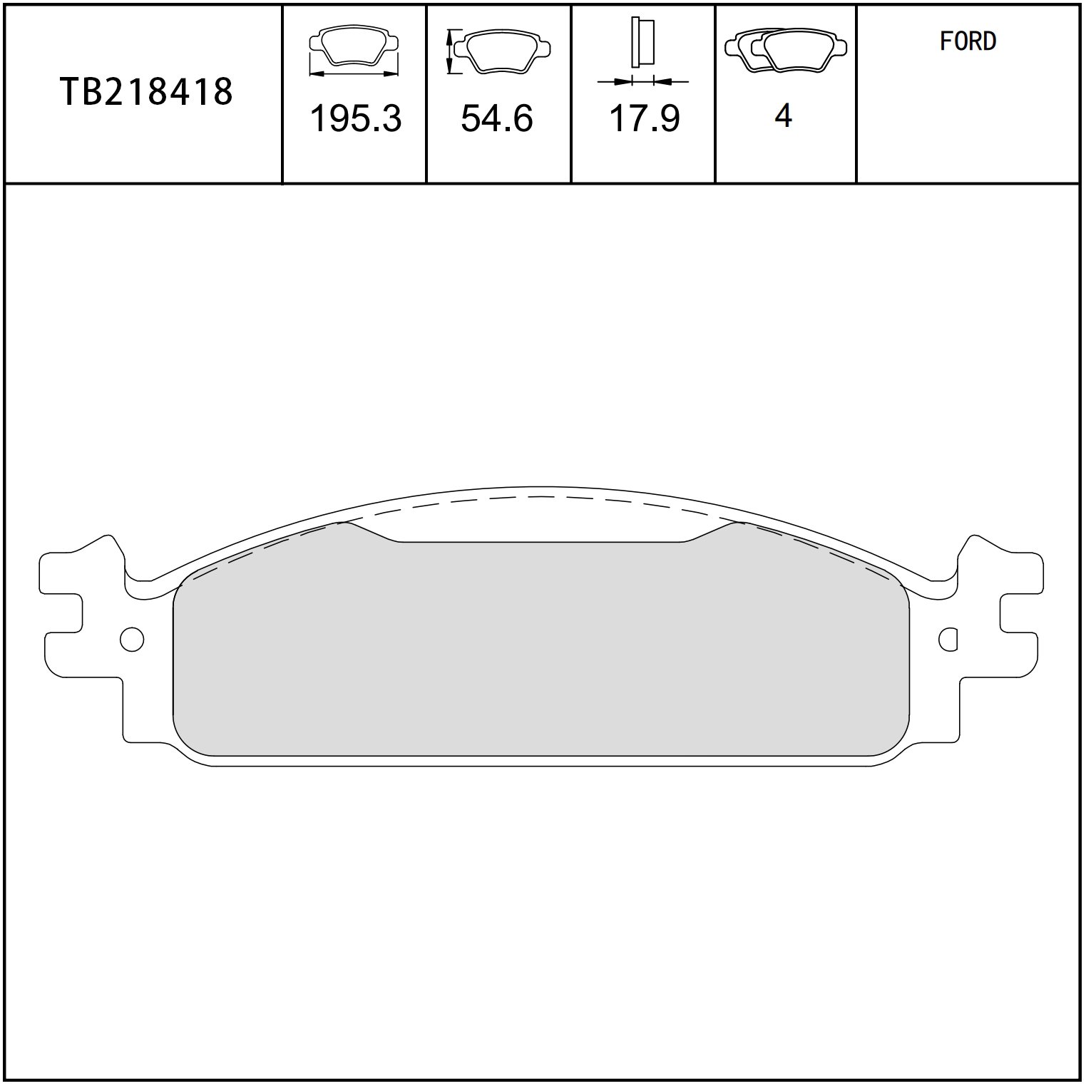 D1376-8487 Terbon Auto Brake System Parts NAO Ceramic Front Axle Brake Pad MDB3798 New for Ford Lincoln Models Direct Wholesaler