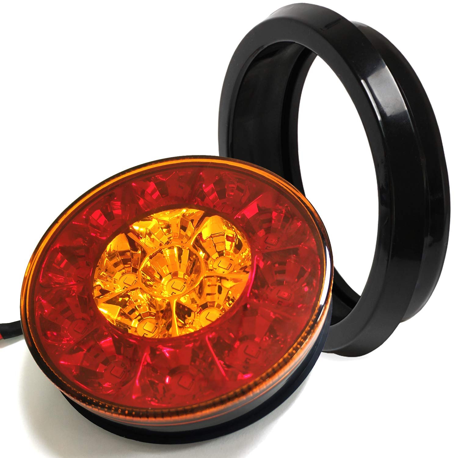 16 LED Car Rear Tail Lights Round Reverse Brake Turn Signal Lamp for 12V Truck Trailer RV Free Face