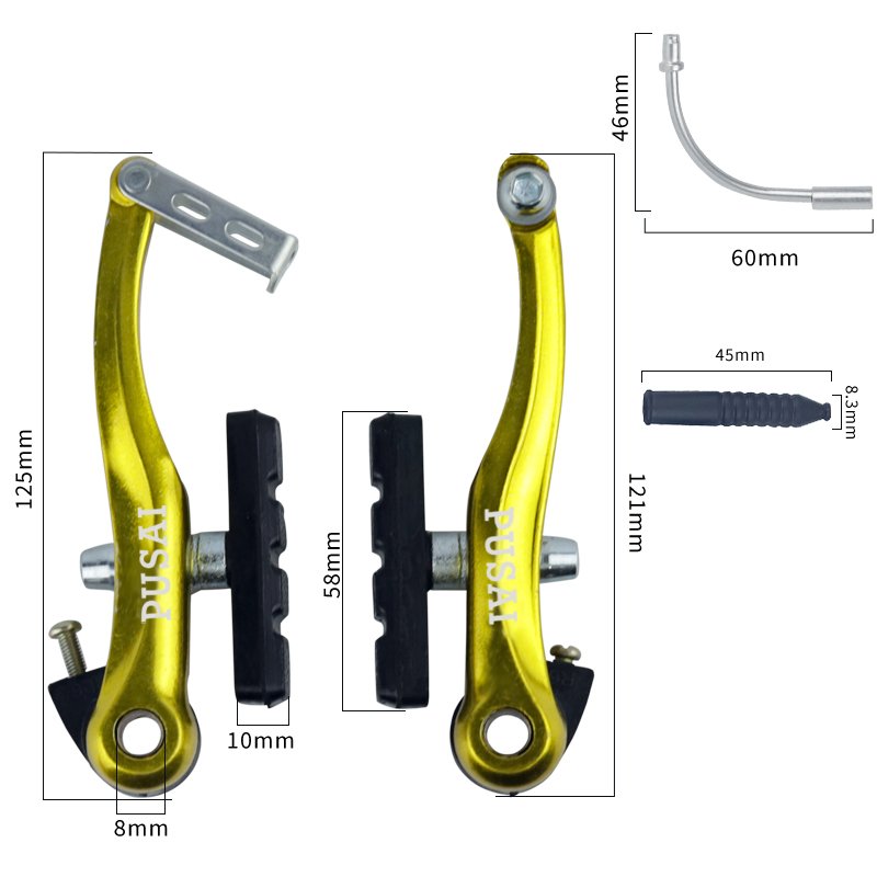 PUSAI Durable Steel V-Brake Bicycle Parts Aluminum Alloy Caliper Brake Component for Road Bikes and BMX Kids' Safe Riding