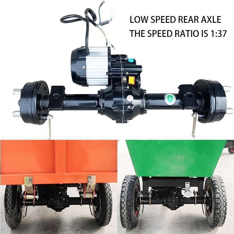 Low Speed 700W 48V Brushless Motor Rear Driving Axle with Controller Set Electric Trolley Flat Car Retrofit Rear Wheel Kit