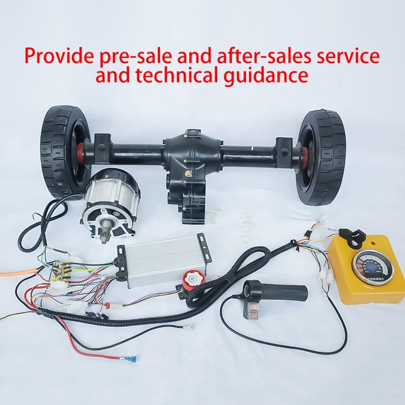 Low Speed 700W 48V Brushless Motor Rear Driving Axle with Controller Set Electric Trolley Flat Car Retrofit Rear Wheel Kit