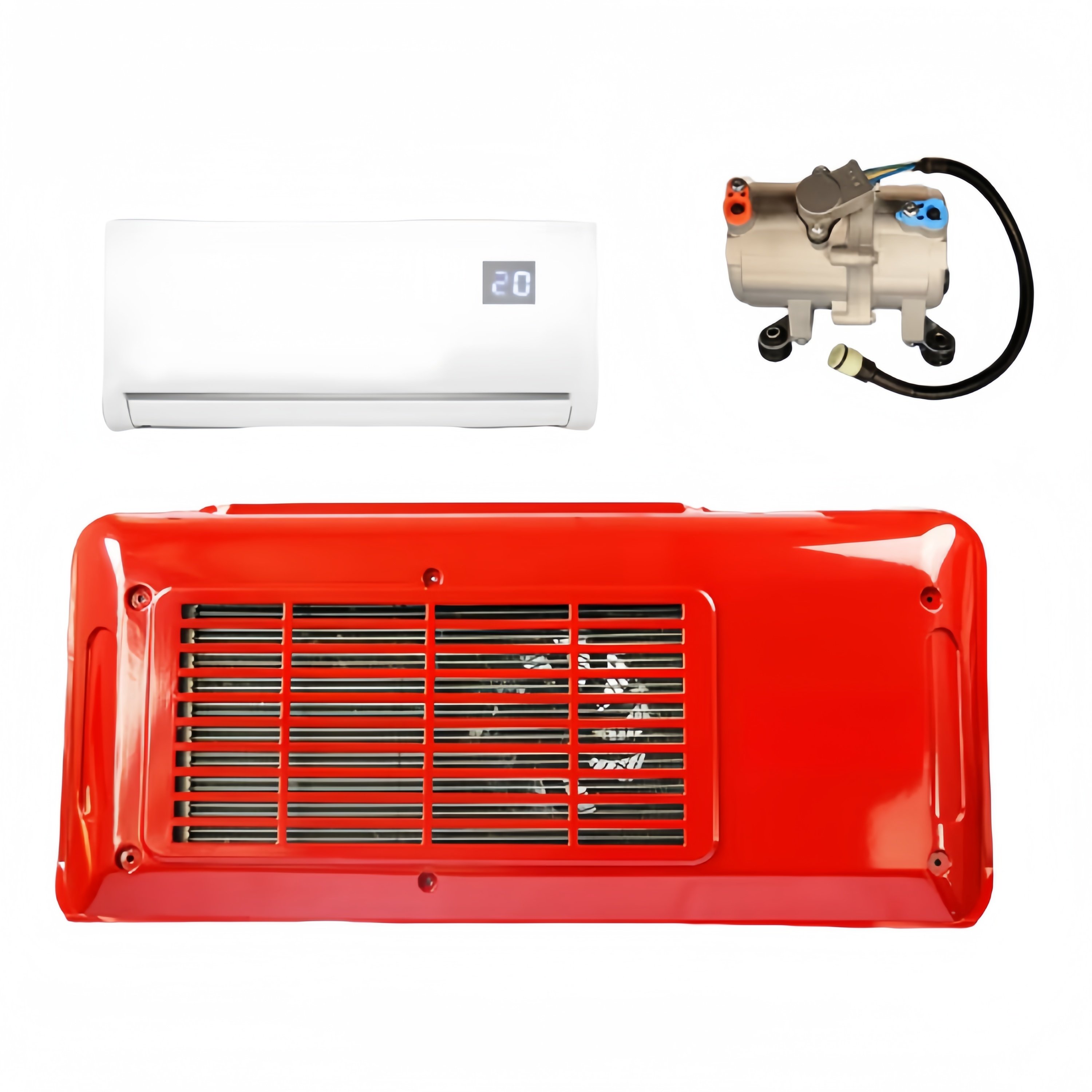 RGFROST Electric Battery Powered 12V/24V DC Car Air Conditioner New Universal PVC for Truck & Bus Parking 1-Year Warranty