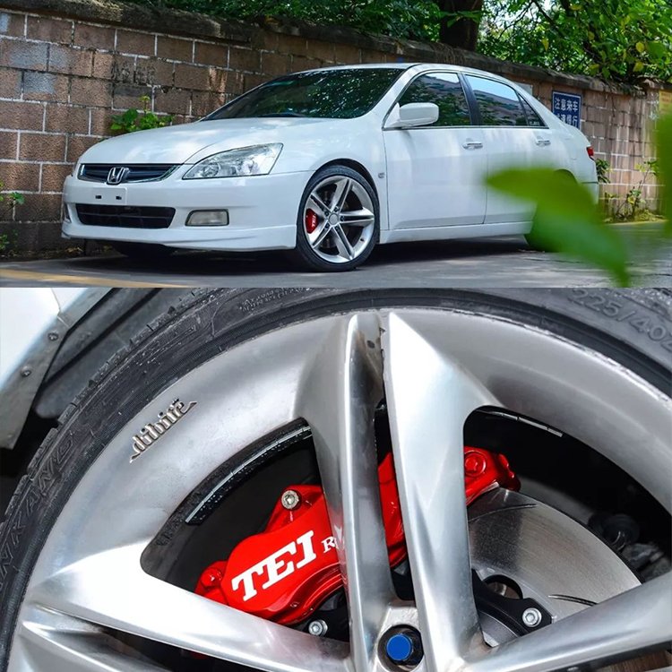 Front Big Brake Kit 4 Piston Caliper with 330*28 mm Rotor BBK Auto Brake System for Honda Accord CL7/CL9 17 Inch Car Rim