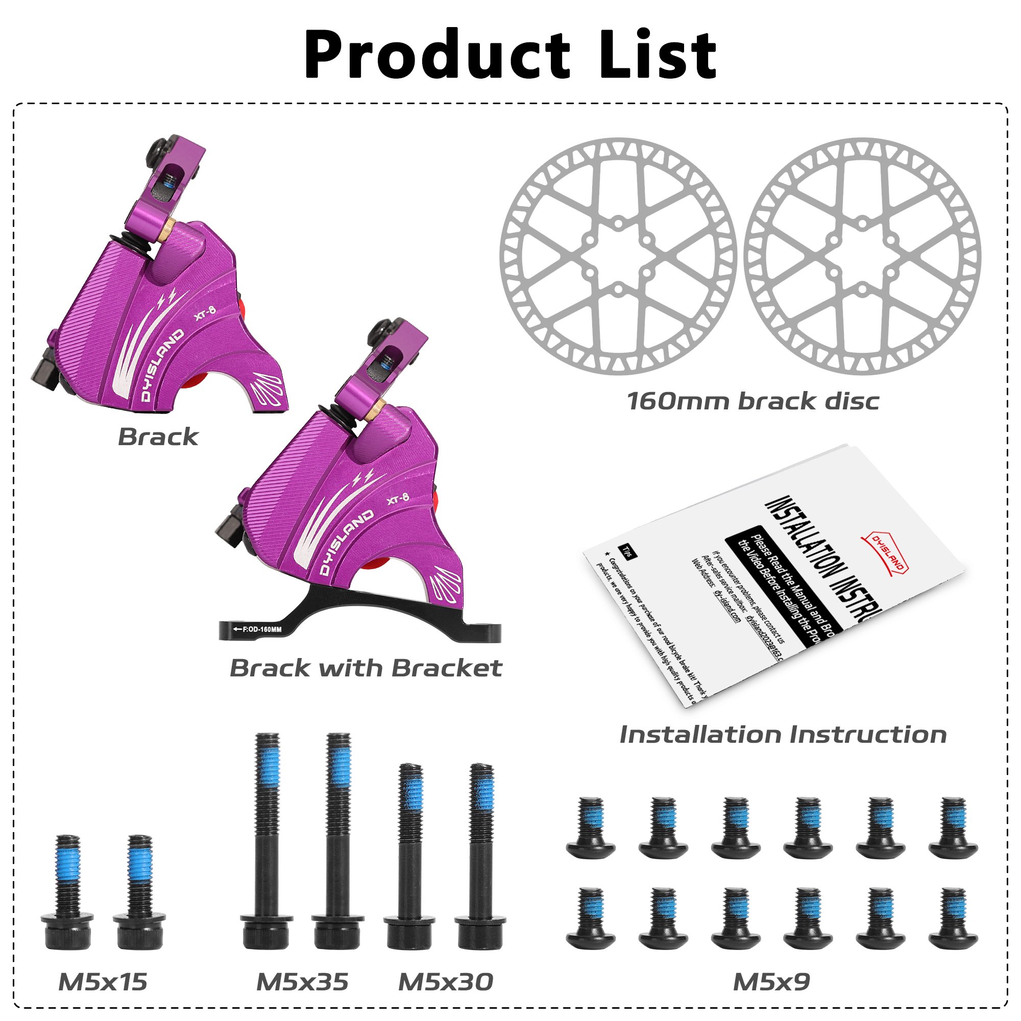 DYISLAND XT-8 Road Bike Line Pulling Hydraulic Disc Brake,cable Oil Disc Brakes Front and Rear Hydraulic Disc Brake