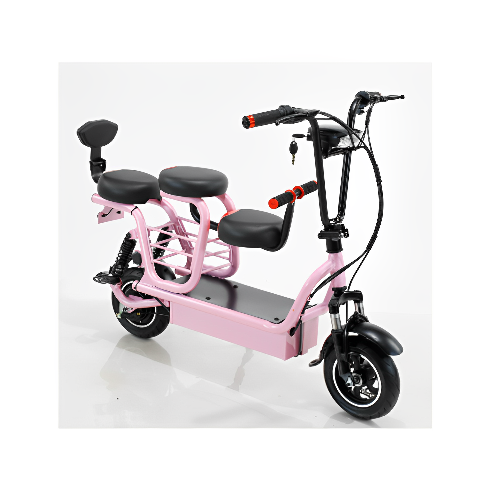 Wholesale Price Folding 2 Wheels Electric Scooter with Child Seat 48v 350W 10'' Tires 300w Folding E Scooter 3 Seats for Adults