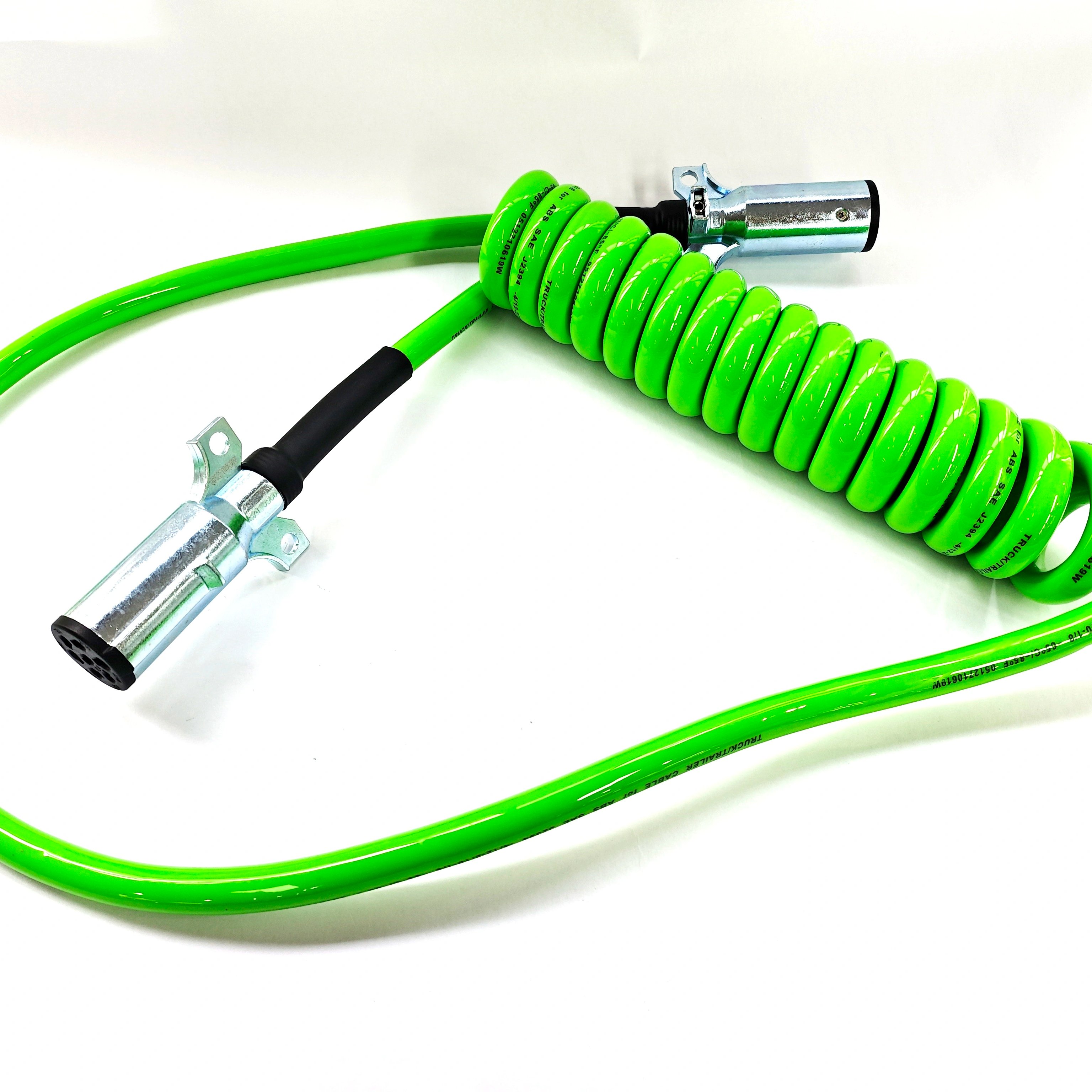 ABS GREEN 7-Way Coiled Cable 12ft for 3 in 1 air Brake Wrap