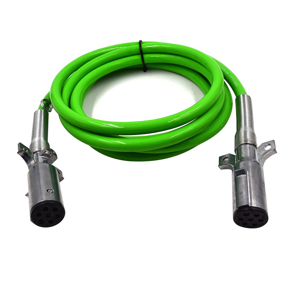 ABS GREEN 7-Way Coiled Cable 12ft for 3 in 1 air Brake Wrap