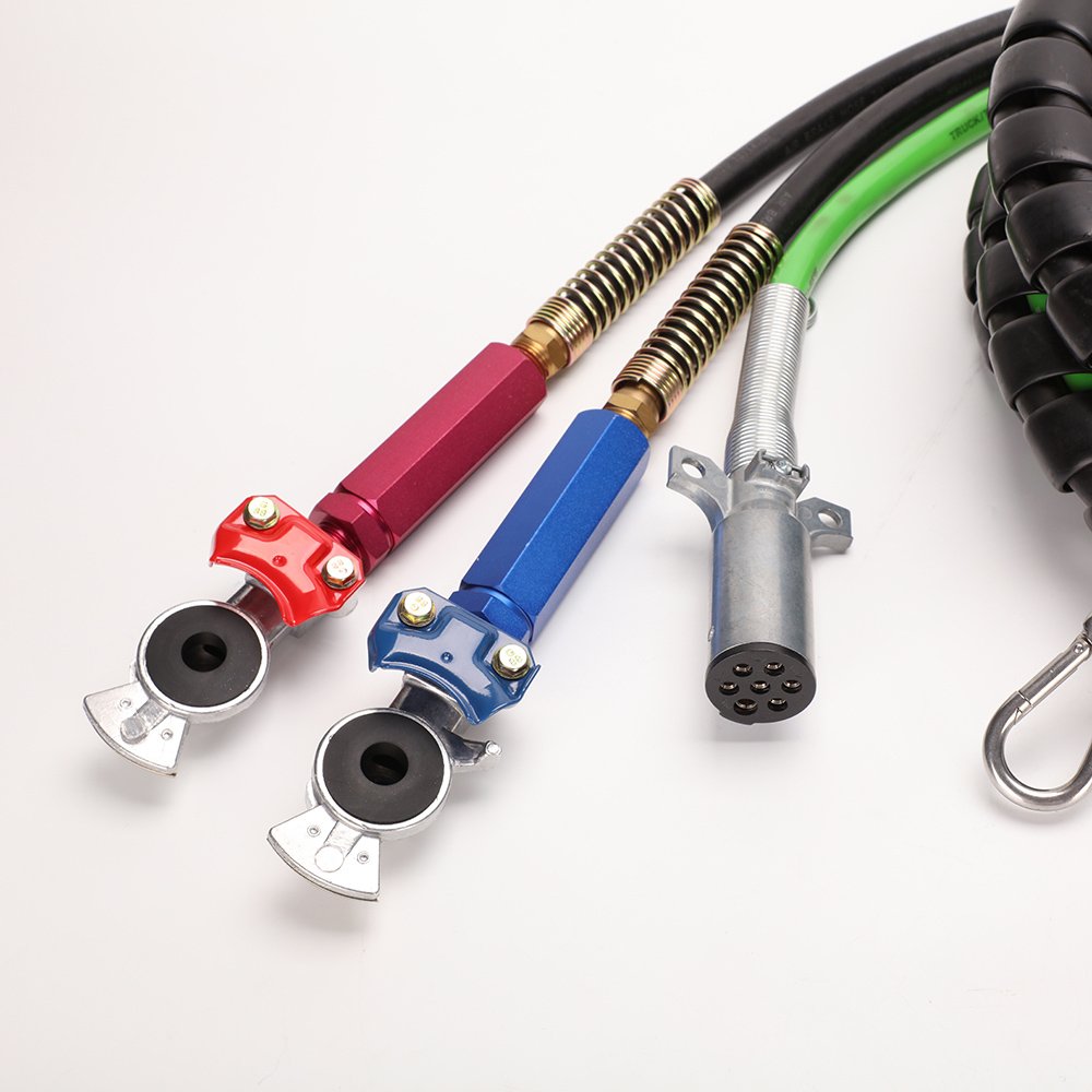 ABS GREEN 7-Way Coiled Cable 12ft for 3 in 1 air Brake Wrap