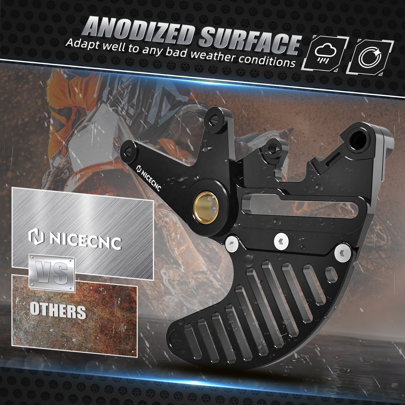 NiceCNC Rear Dual Calipers Bracket Stunt Brake Disc Guard for KTM 125 250 350 450 XC/SX/XCF/SXF 2004-2024