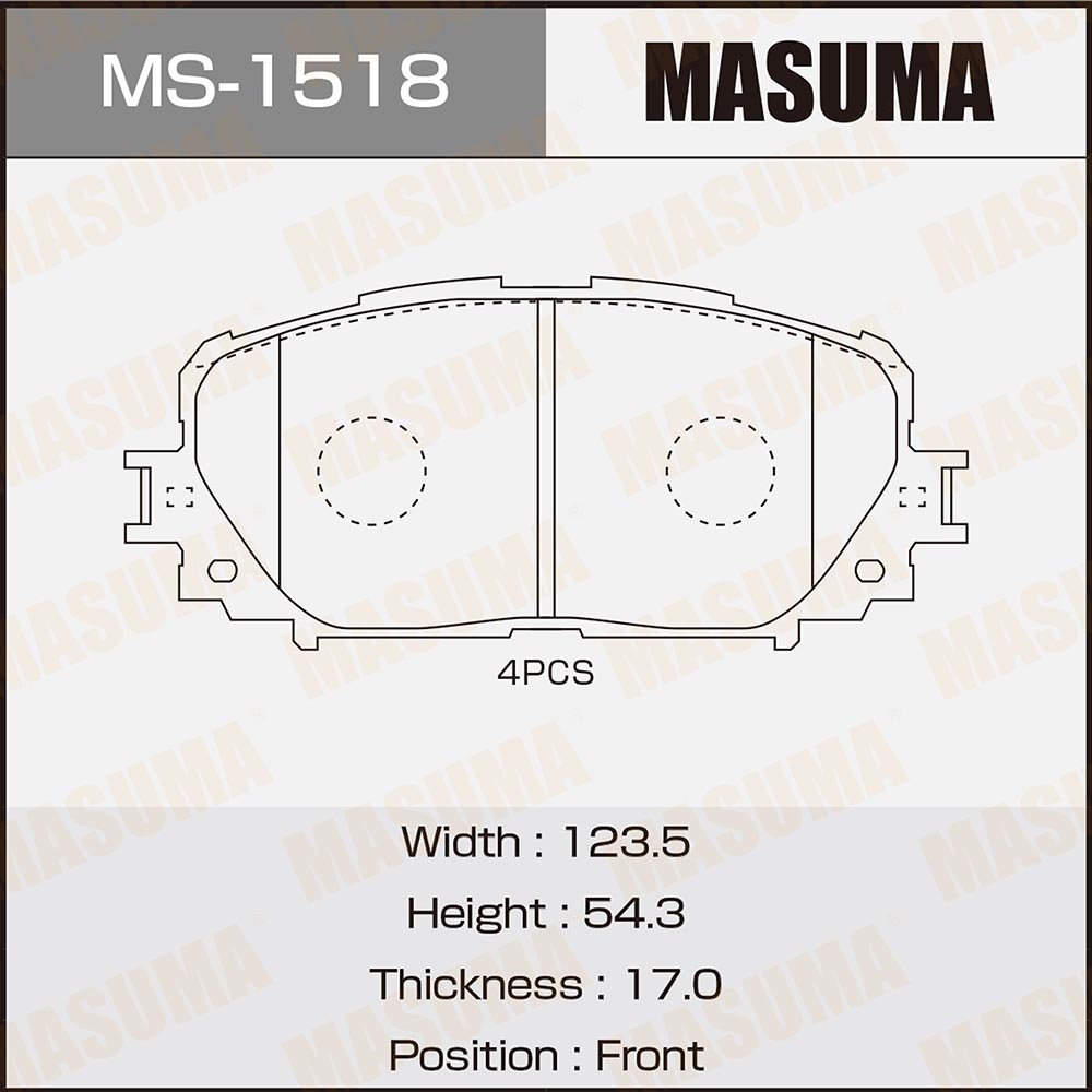 MASUMA MS-1518N Auto Brake Systems Ceramic Brake Pad Wholesale AY040-TY079 04465-12650 for Daihatsu ForToyota Yaris 2007