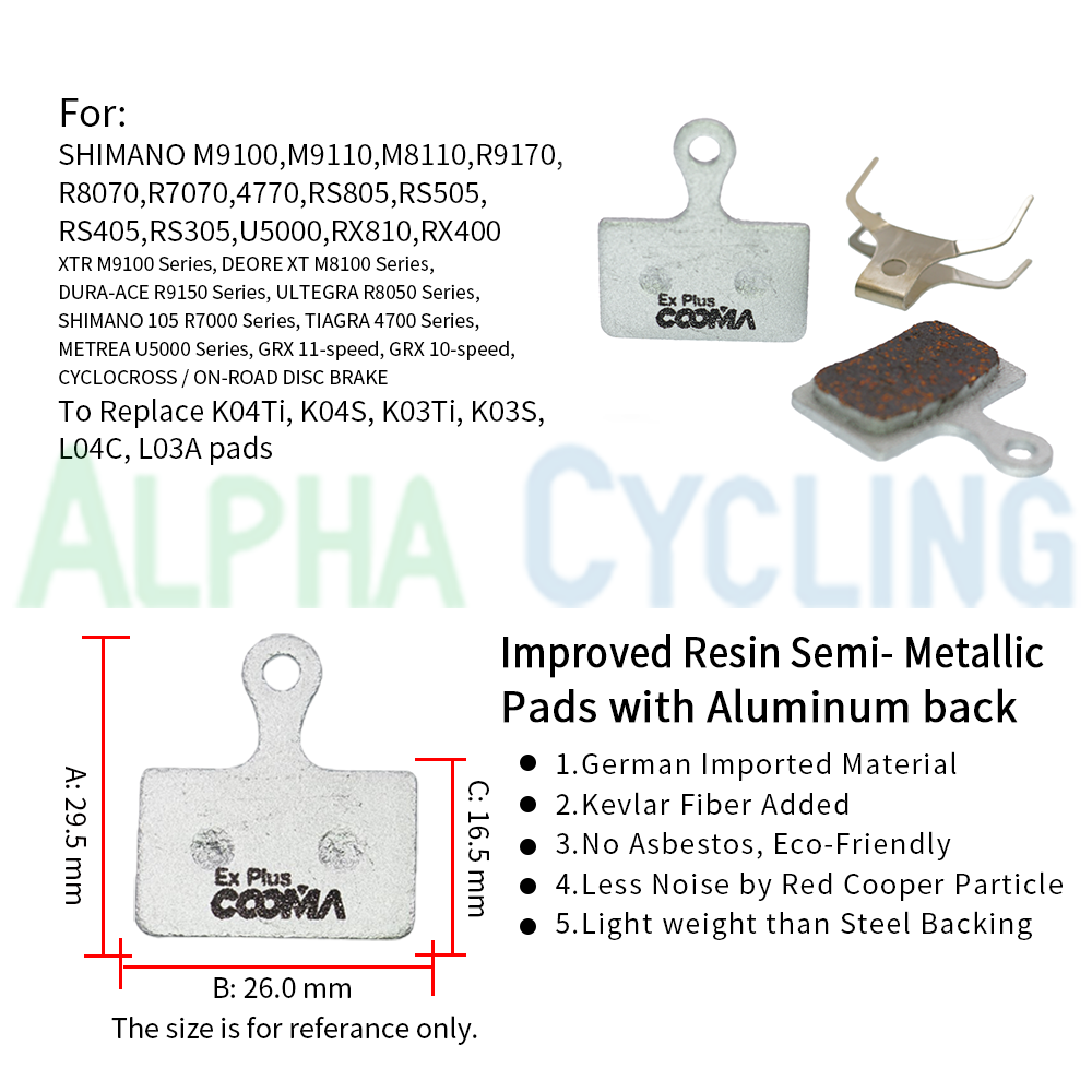 Ex Plus Bicycle Brake Pads for Avid SHIMANO Magura Hayes Formula Hope Tektxo ZOOM Caliper