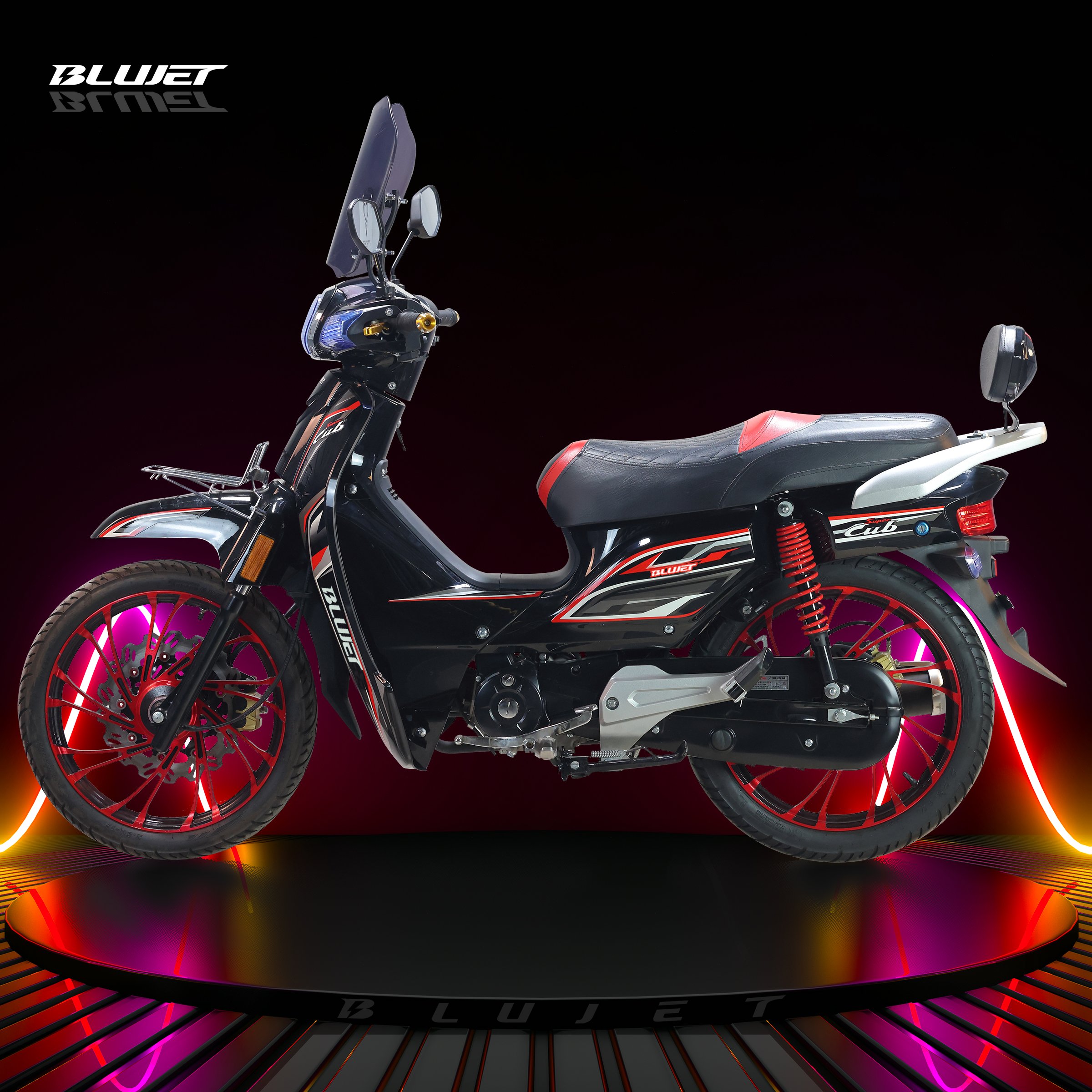 Super C50 New 110cc Glass Windshield Cub Motorcycle Push Rod Digital Meter Disc Brake for Latin America Market