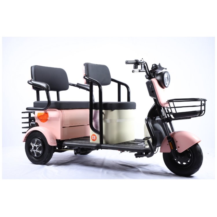 Factory Sales Quality 3 Wheel Trike 2 Rows Electric Tricycle Digital Instrument King Basket 48V 600W Electric Scooter for Adults