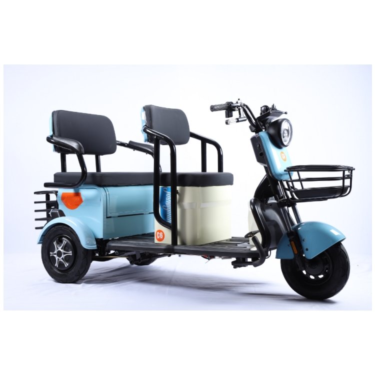 Factory Sales Quality 3 Wheel Trike 2 Rows Electric Tricycle Digital Instrument King Basket 48V 600W Electric Scooter for Adults