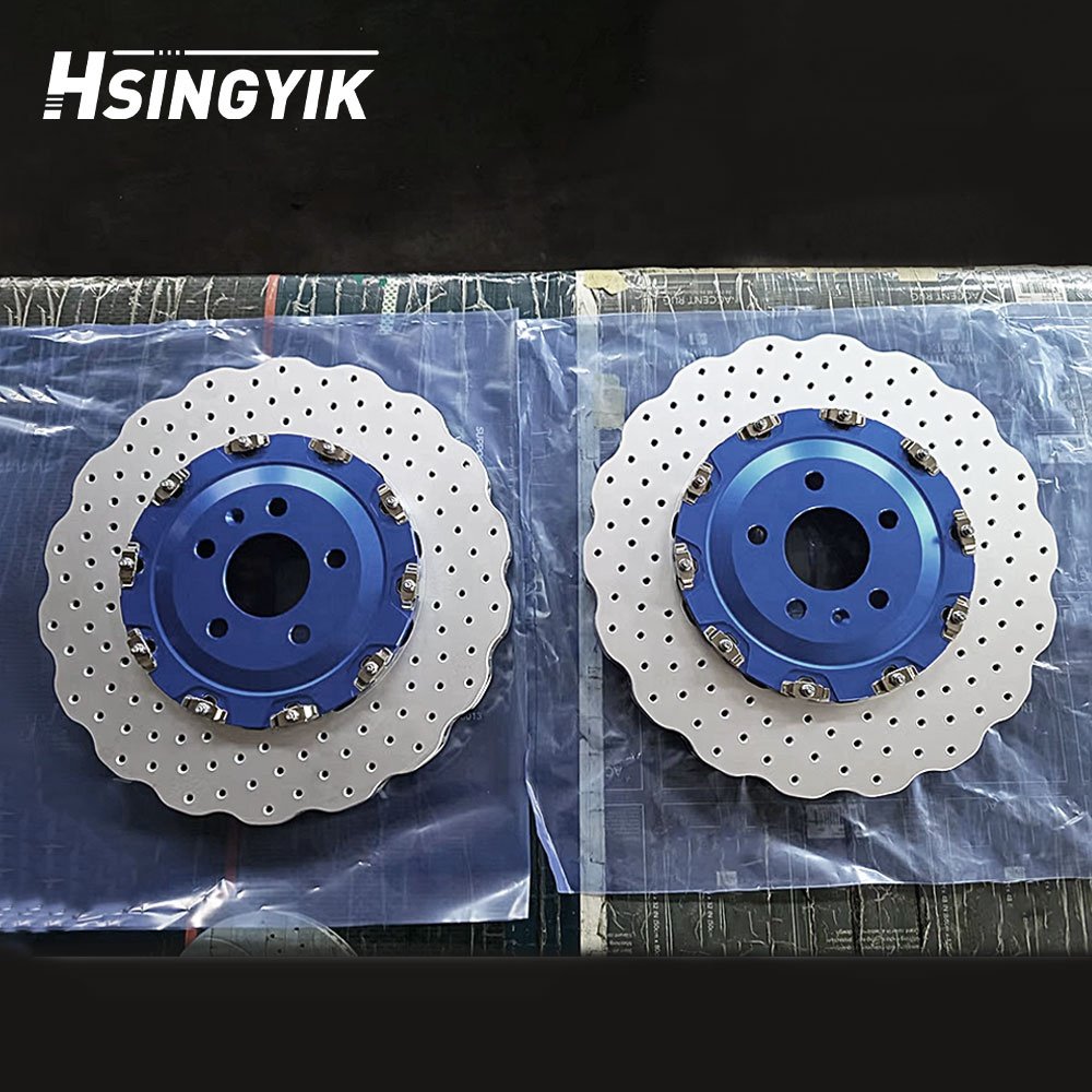 Front Left and Right 2 Pieces Floating Slotted Brake Rotors for Audi C7 RS6 RS7 OEM 4G0615301AH 4G0615301E
